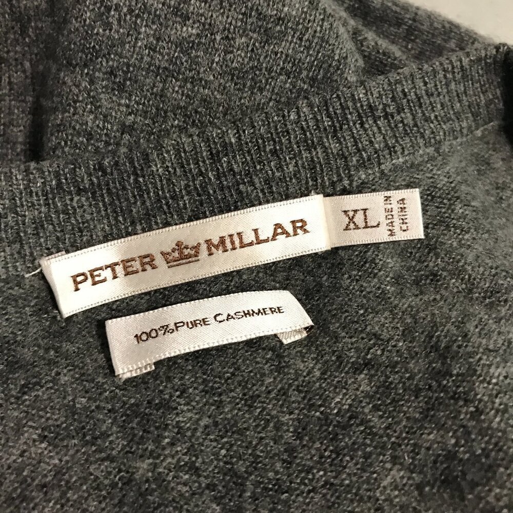 Men's Peter Millar Grey 100% Cashmere V neck Sweater Size XL